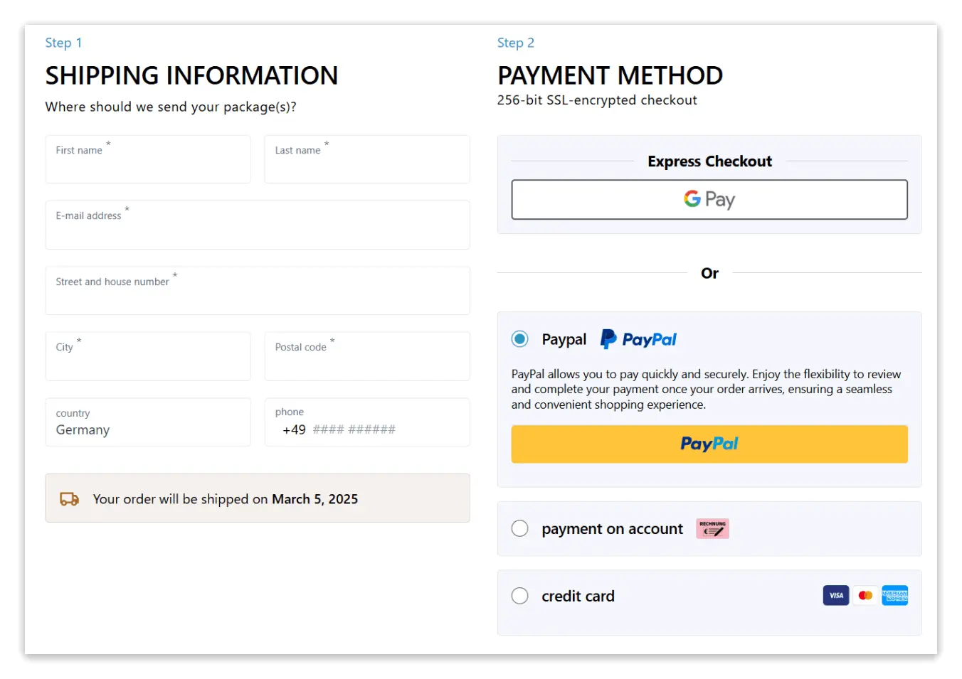 Figurol secure checkout page